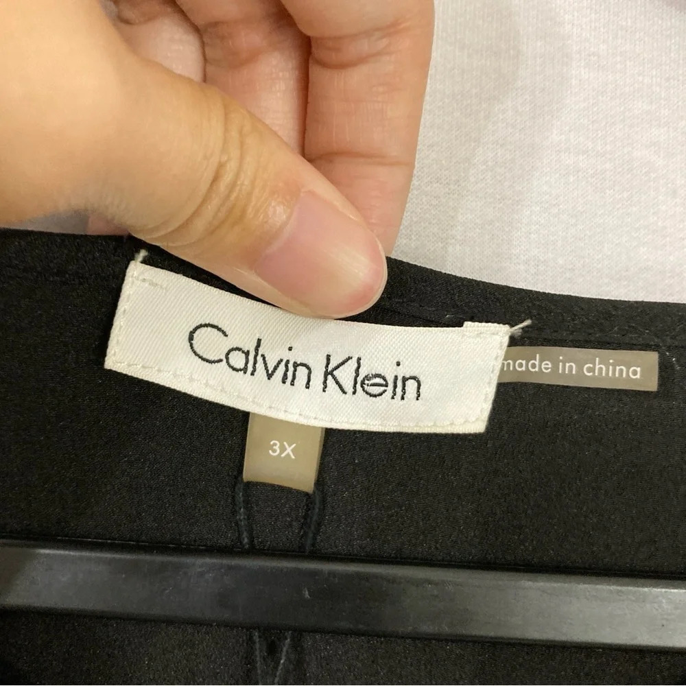 New Calvin Klein‎ Black Polka Dot Round Neck Long Sleeve Business Casual Top 3X - Picture 2 of 12